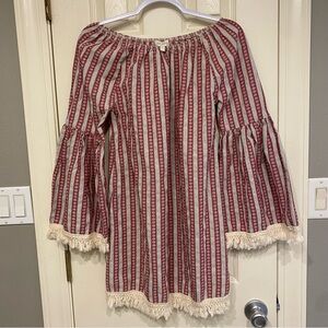 Velzera Striped Bell Sleeve Mini dress/Tunic